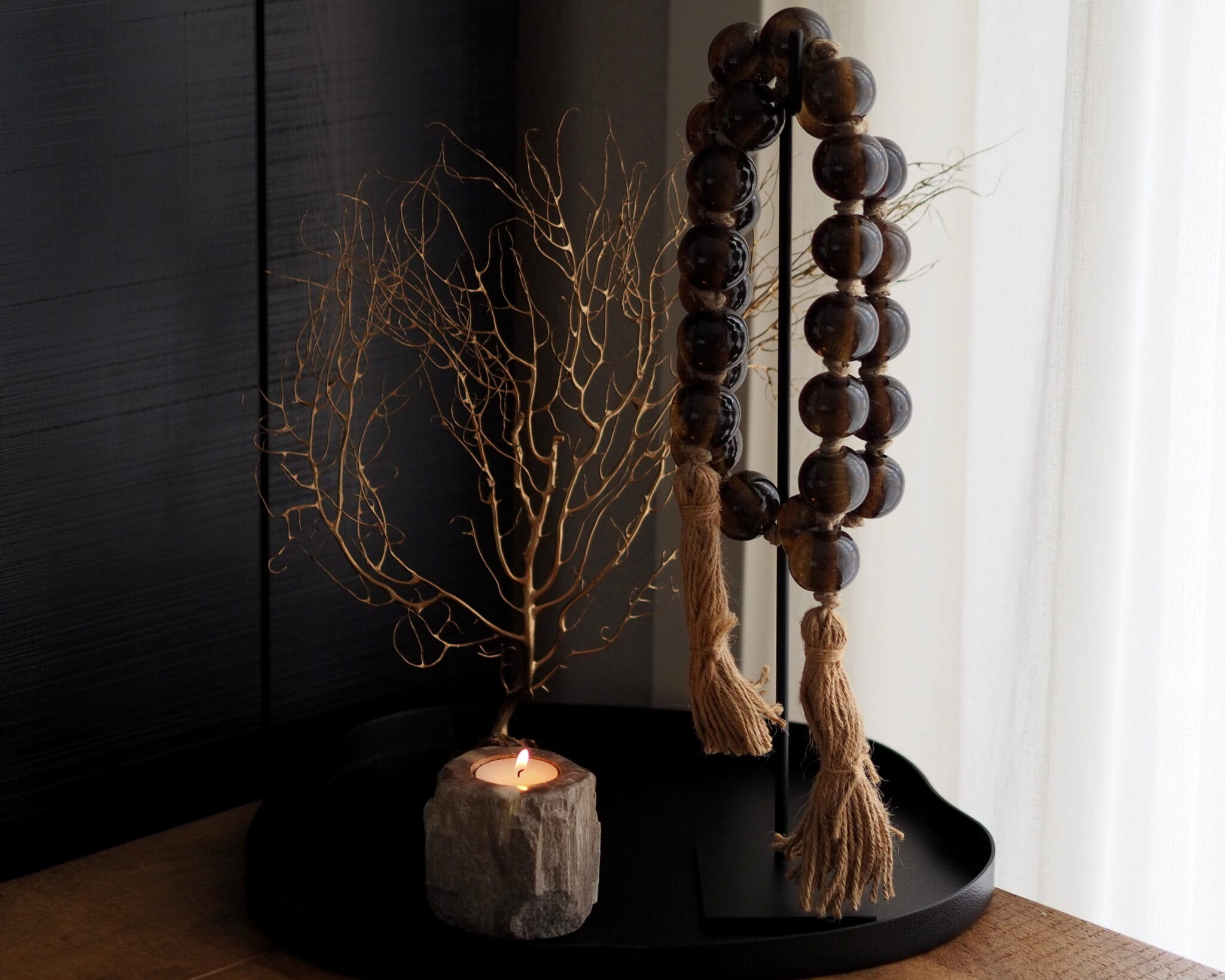 Glazen kralenketting | olive