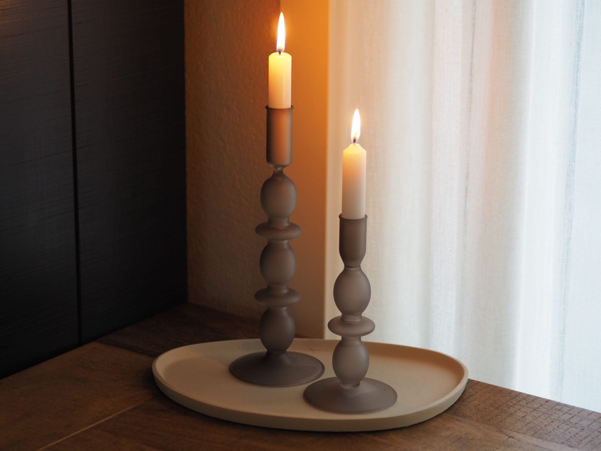 Kandelaren mat grijs | set van 2