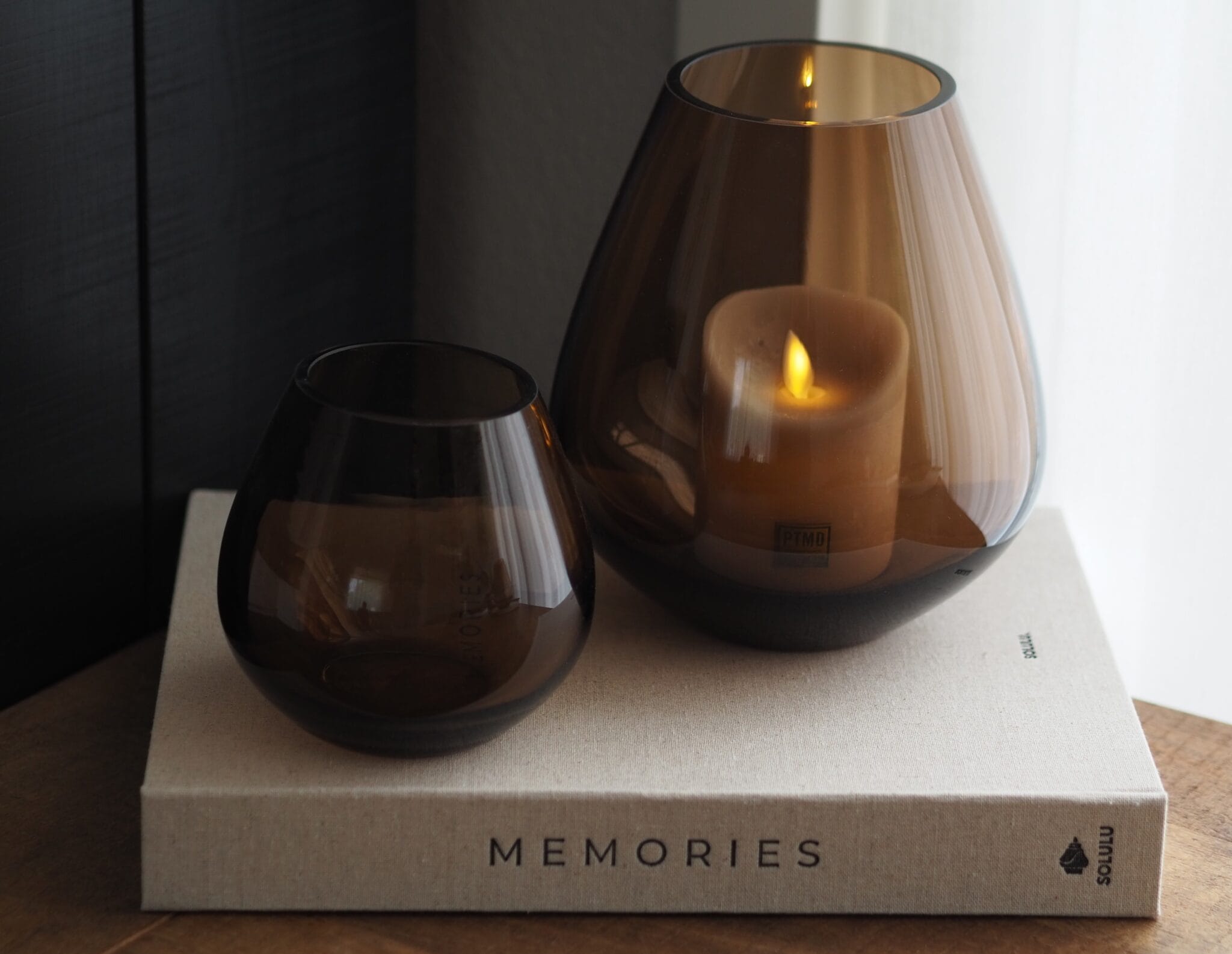 Luxe windlichten taupe | 3 afmetingen